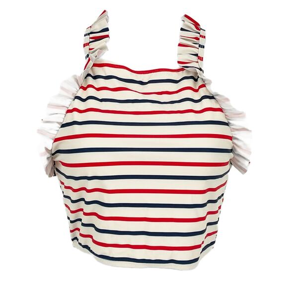 Swimsuit Ruffle Shoulder Tankini Top in Red, White and Blue Size Medium - Picture 1 of 5